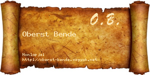 Oberst Bende névjegykártya